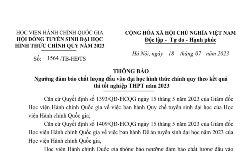 Học viện Hành chính Quốc gia thông báo ngưỡng đảm bảo chất lượng đầu vào đại học hình thức chính quy theo kết quả thi tốt nghiệp THPT năm 2023