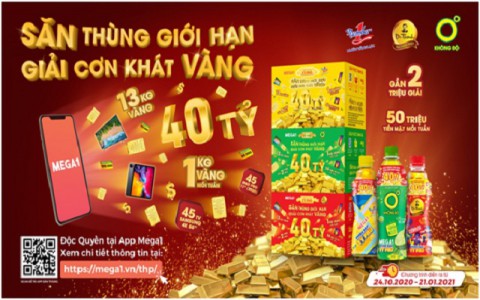 Cơ hội nhận 1kg vàng SJC 9999 và hàng ngàn phần quà có giá trị khi mua nước giải khát trên Mega1